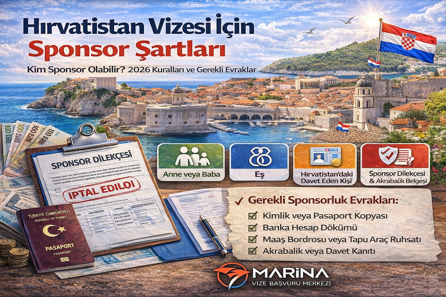 Hırvatistan vizesi için sponsor şartları neler? 2026 rehberinde kim sponsor olabilir, hangi evraklar gerekir ve dosya nasıl güçlendirilir öğrenin.