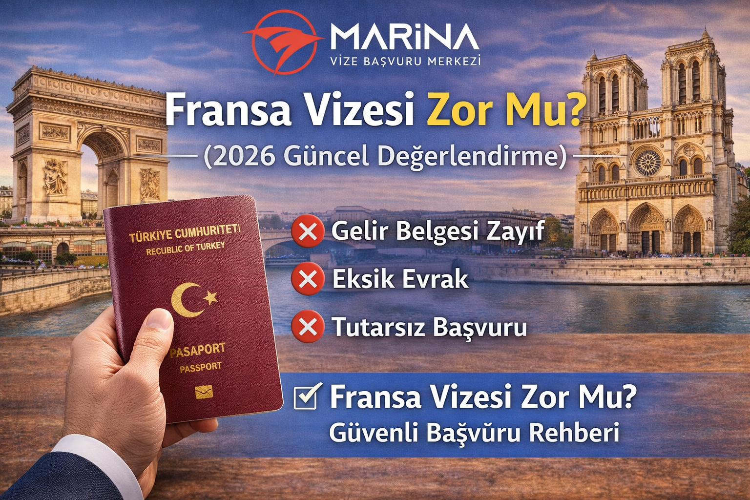 Fransa Vizesi Zor Mu? 2026 Güncel Şartlar ve Başvuru Rehberi | Marina Vize