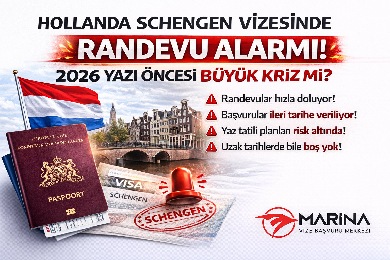 Hollanda vize randevu sisteminde yaşanan slot yoğunluğu ve işlem gecikmesi haber görseli