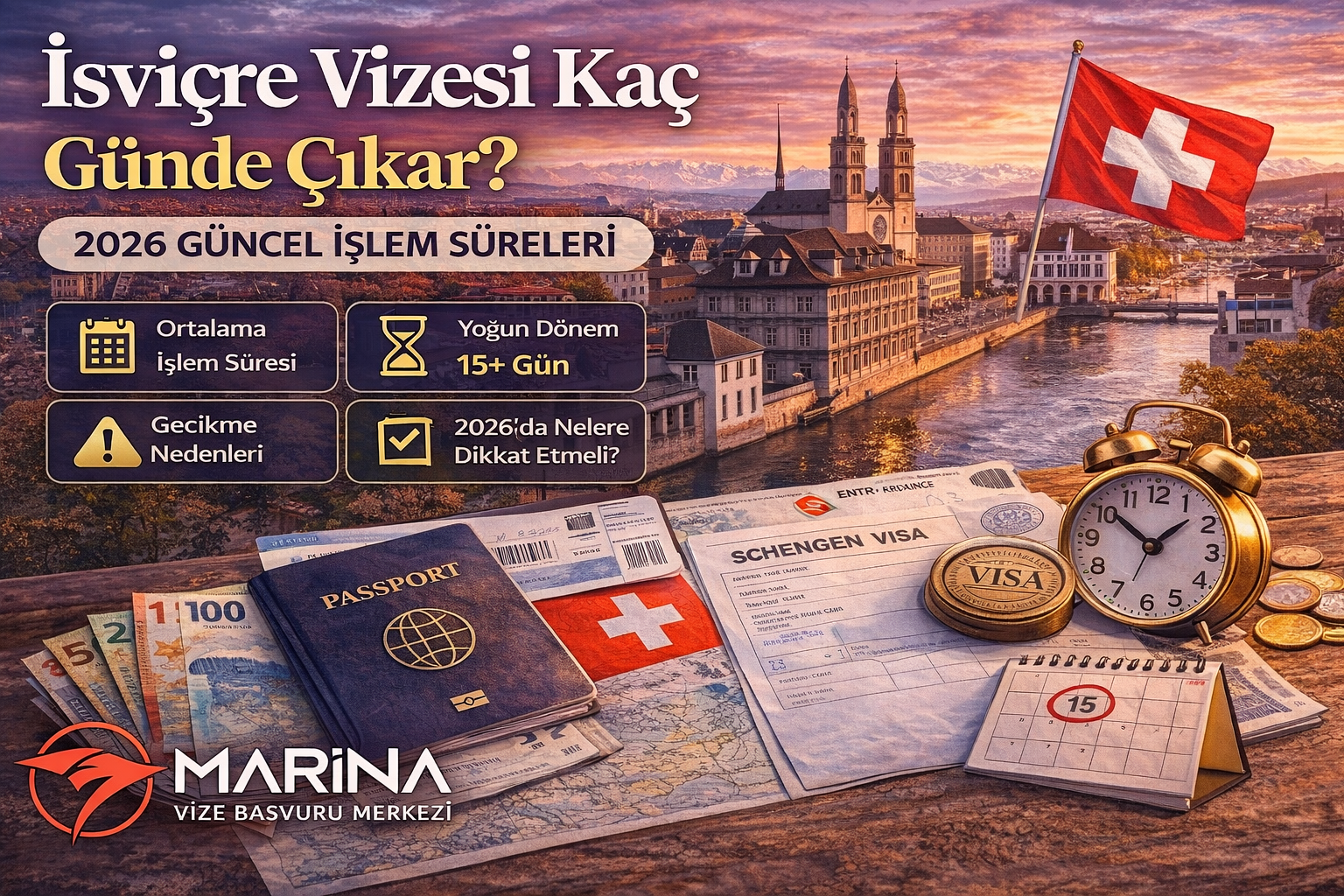 İsviçre vizesi kaç günde çıkar? 2026 güncel işlem süreleri, yoğun dönem etkisi ve gecikme nedenlerini öğrenin. Başvurunuzu doğru planlayın.