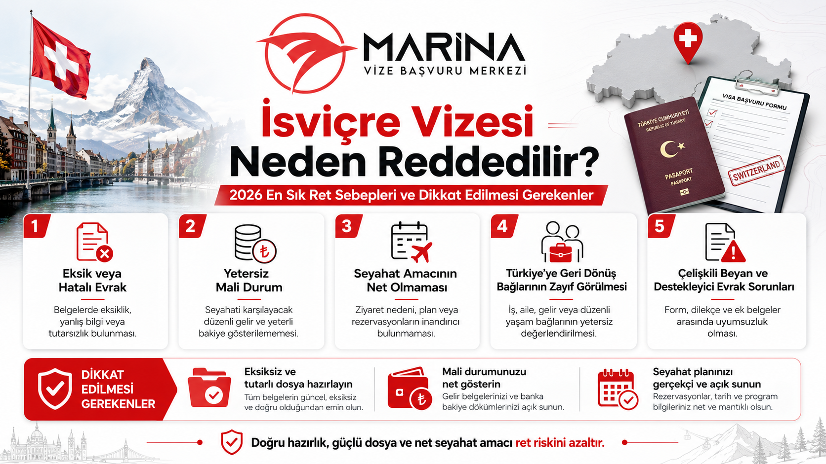İsviçre Vizesi Neden Reddedilir? 2026 En Sık Ret Sebepleri ve Dikkat Edilmesi Gerekenler