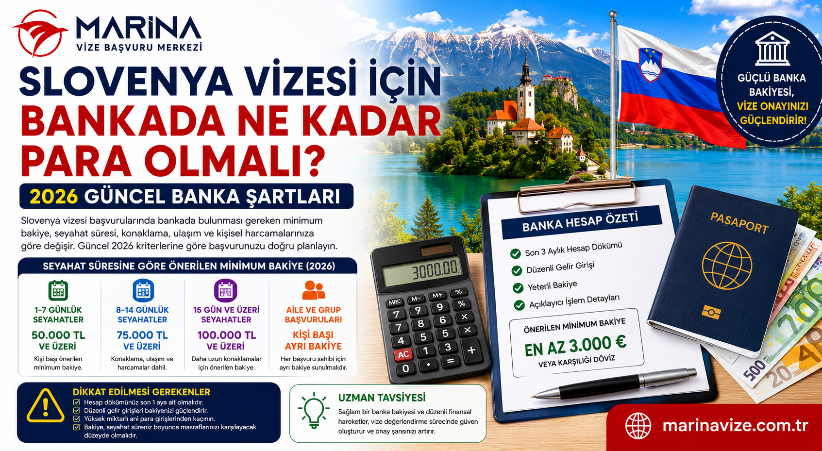 Slovenya Vizesi İçin Bankada Ne Kadar Para Olmalı? 2026 Güncel Banka Şartları